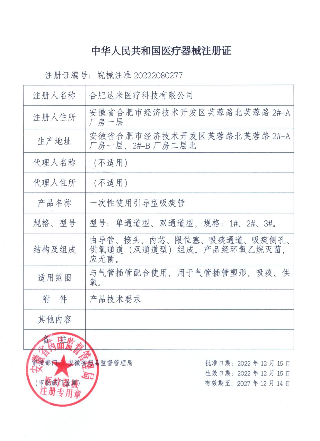 熱烈祝賀|達米醫(yī)療取得引導(dǎo)型吸痰管二類醫(yī)療器械注冊證！